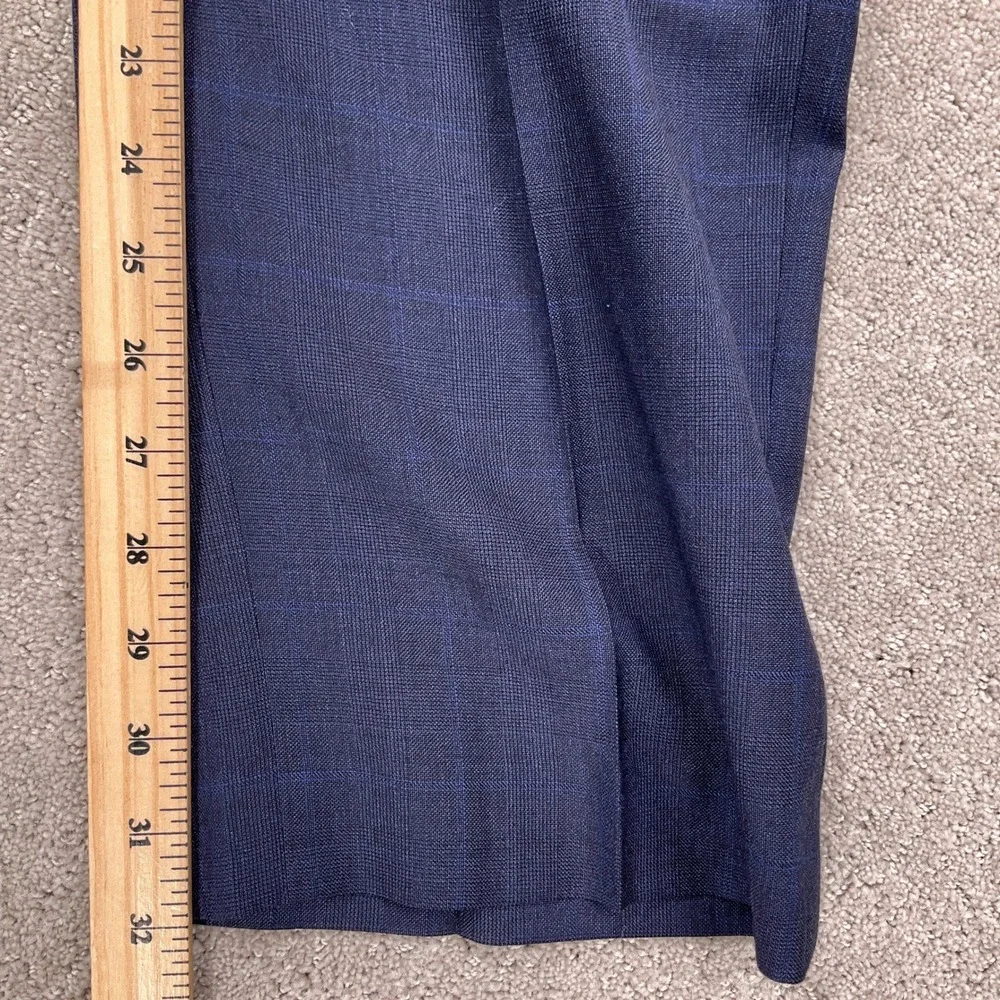 Lauren Ralph Lauren Pants Men 42W 32L‎ Blue Plaid Wool Stretch Dress Trousers